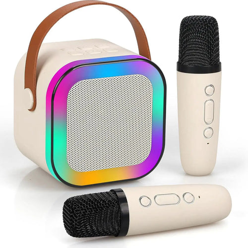 Portable Wireless Karaoke Speaker with Microphone, HIFI Stereo Sound KTV Speaker with RGB Colorful LED Lights, Karaoke Machine for Outdoor Sports Travel